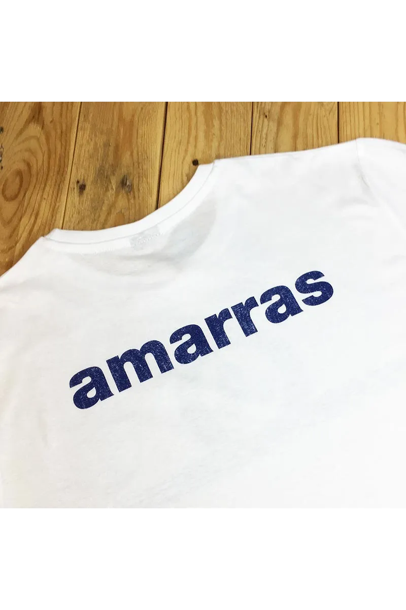 White Amarras Reacher unisex t-shirt with blue knot 2