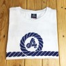White Amarras Reacher unisex t-shirt with blue knot