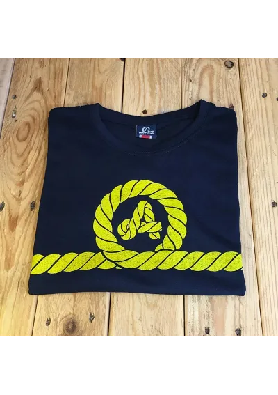 Navy blue Amarras Yankee unisex t-shirt with yellow knot