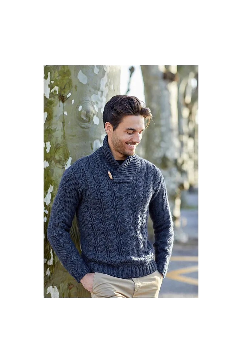 Navy blue Batela handknit wool sweater for men
