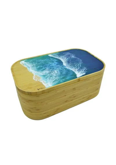 Bread box decorated with waves