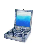20.5cm tea box with glass lid and waves of epoxy resin mod1 2