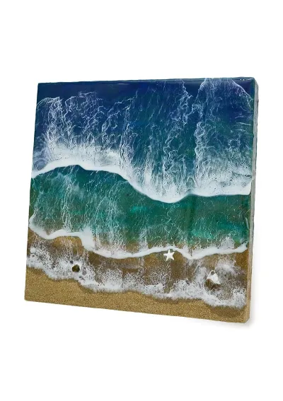 30x30cm Handmade wall art with epoxy resin & sand from La Manga