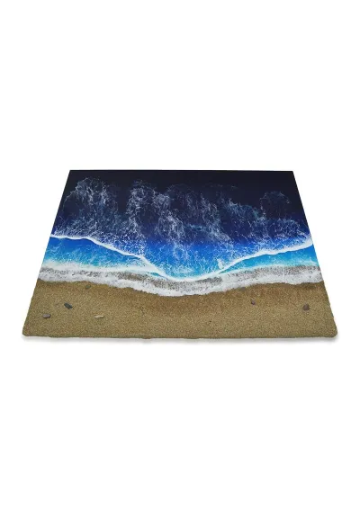 Cuadro de playa atlántica hecho a mano con resina epoxi y arena de playa 40x30cm 2