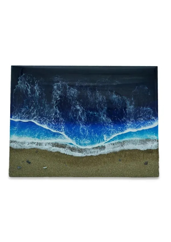 40x30cm Handmade atlantic wall art with epoxy resin & beach sand