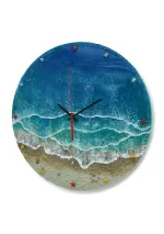 Handmade tropical beach wall clock with epoxy resin and sand 4