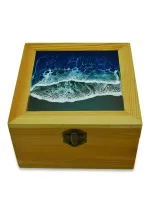 Caja con tapa de cristal y olas de 15x15cm 2