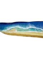 Handmade wooden whale with waves 2