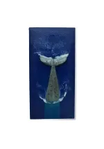 Handmade whale tail painting with waves