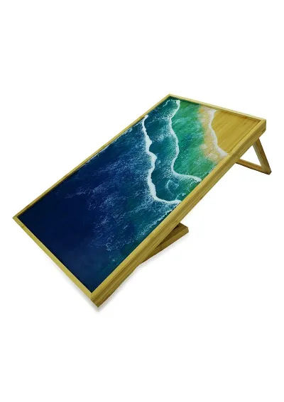 Bamboo bed tray with epoxy resin waves 2