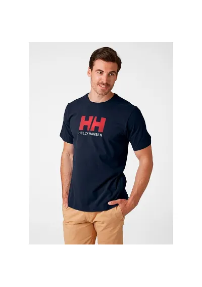 Navy blue Helly Hansen logo t-shirt for men 2