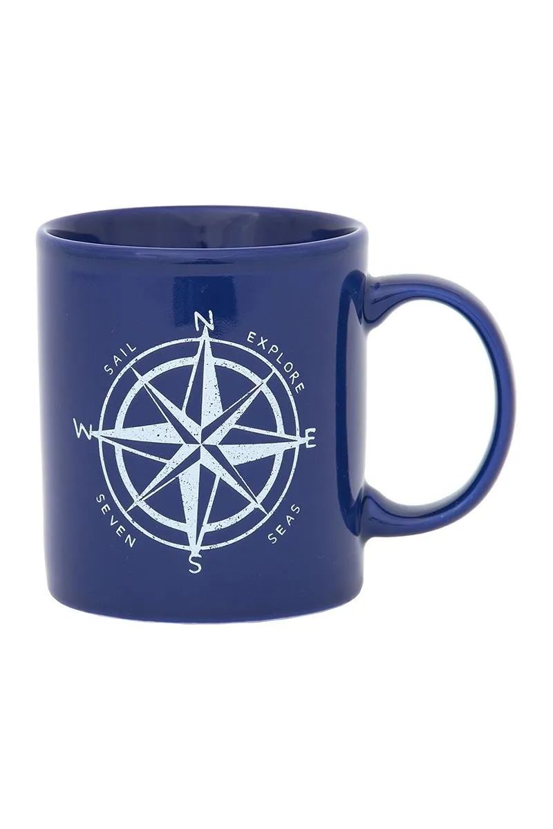 Nautical mug with compass rose