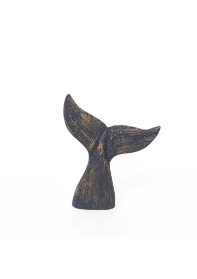 Navy blue whale tail made of wood