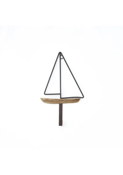 Sailboat hanger made of wood and metal
