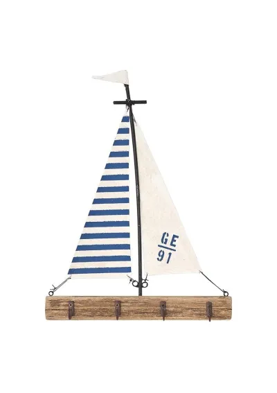 Cuelgallaves velero GE91 de madera y metal.