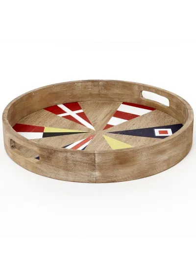 Round tray with nautical flags