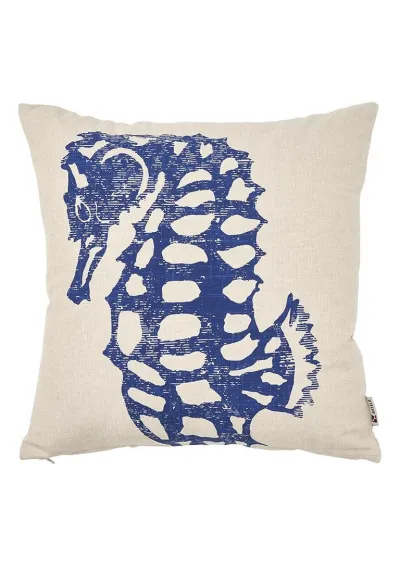 Nautical seahorse cushion.