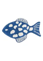 Blue and white fish rug