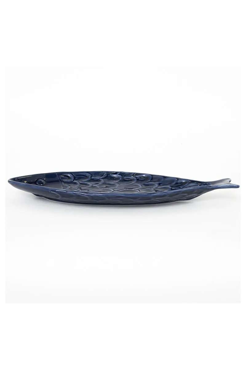 Blue fish plate with scales 2