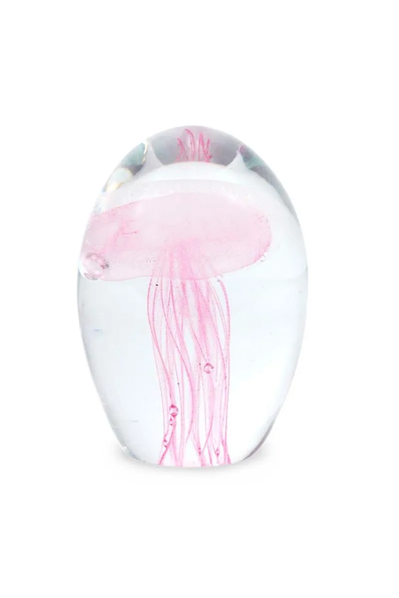Pisapapeles de cristal con medusa rosa