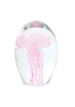 Pisapapeles de cristal con medusa rosa
