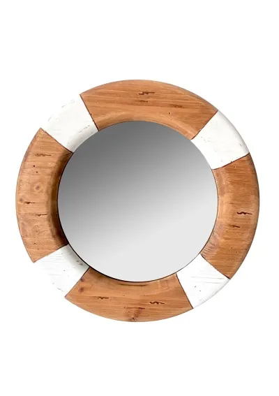 Espejo salvavidas de madera rústica