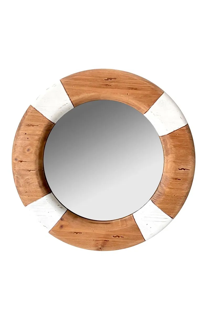 Espejo salvavidas de madera rústica