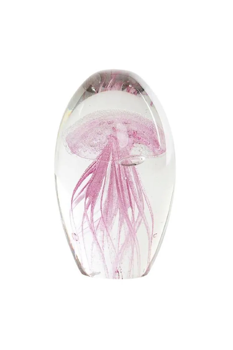 Pisapapeles de cristal con medusa rosa de 12cm