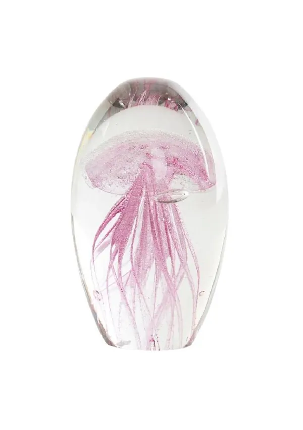 Pisapapeles de cristal con medusa rosa de 12cm