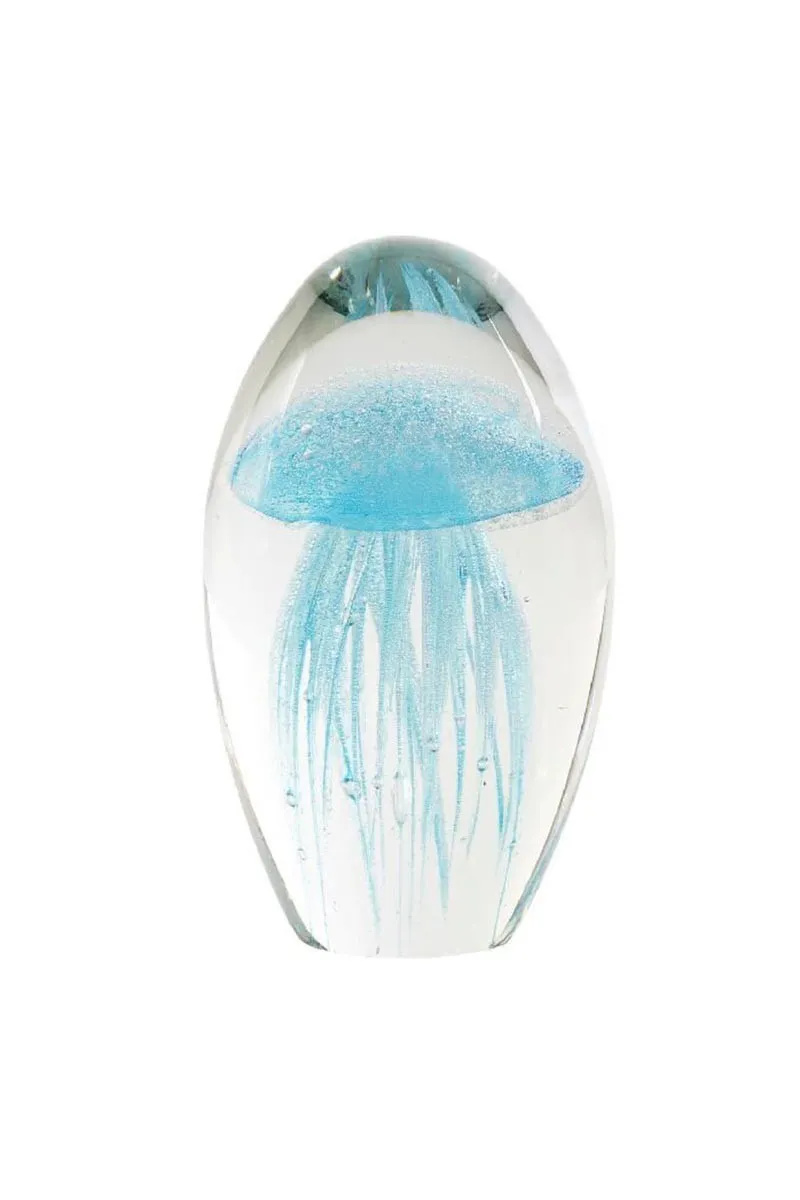 12cm Sky blue jellyfish glass paperweight