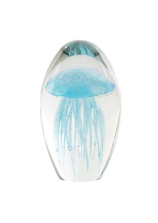 12cm Sky blue jellyfish glass paperweight