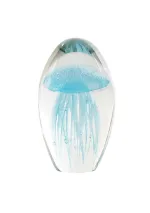 Pisapapeles de cristal con medusa celeste 12cm