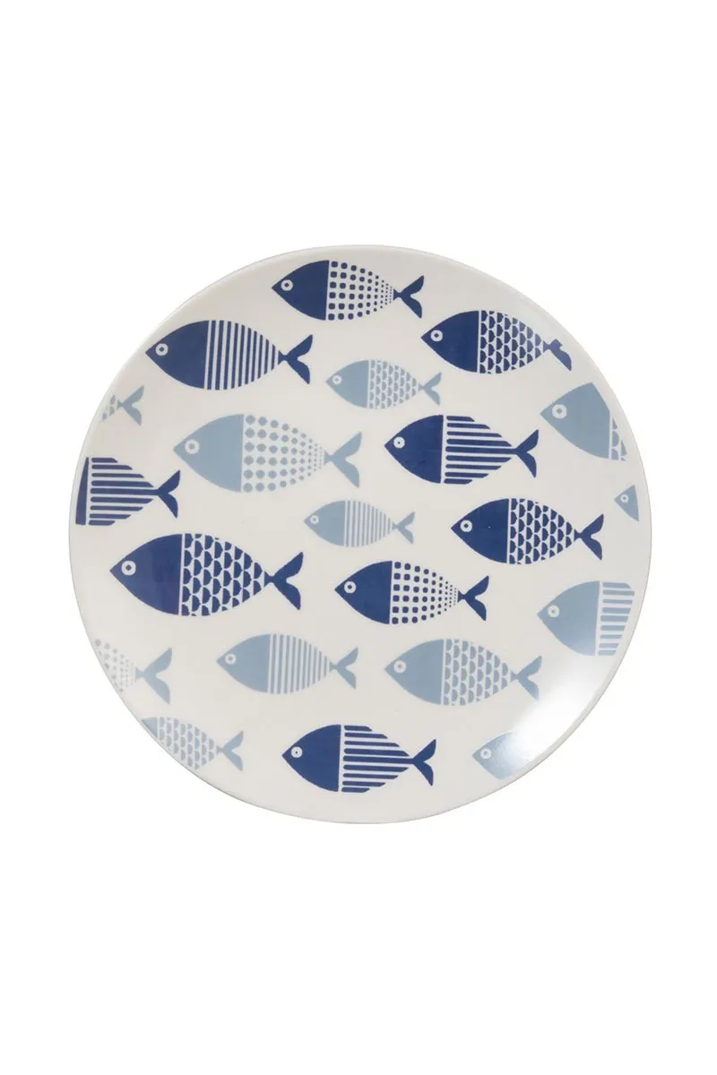 Porcelain blue fish plate