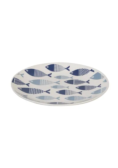 Plato con peces azules de porcelana 2
