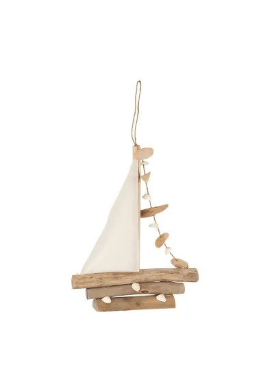 Log sailboat with sail
