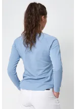 Faded denim blue Batela women's sweatshirt with anchor print 2