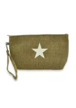 Neceser beige oscuro de lona con estrella