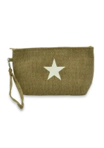Dark beige Canvas toiletry bag with star