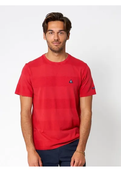 Camiseta Batela con franjas en relieve rojo samba A2331
