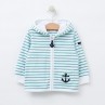 White and canton blue striped baby jacket with red anchor B2421