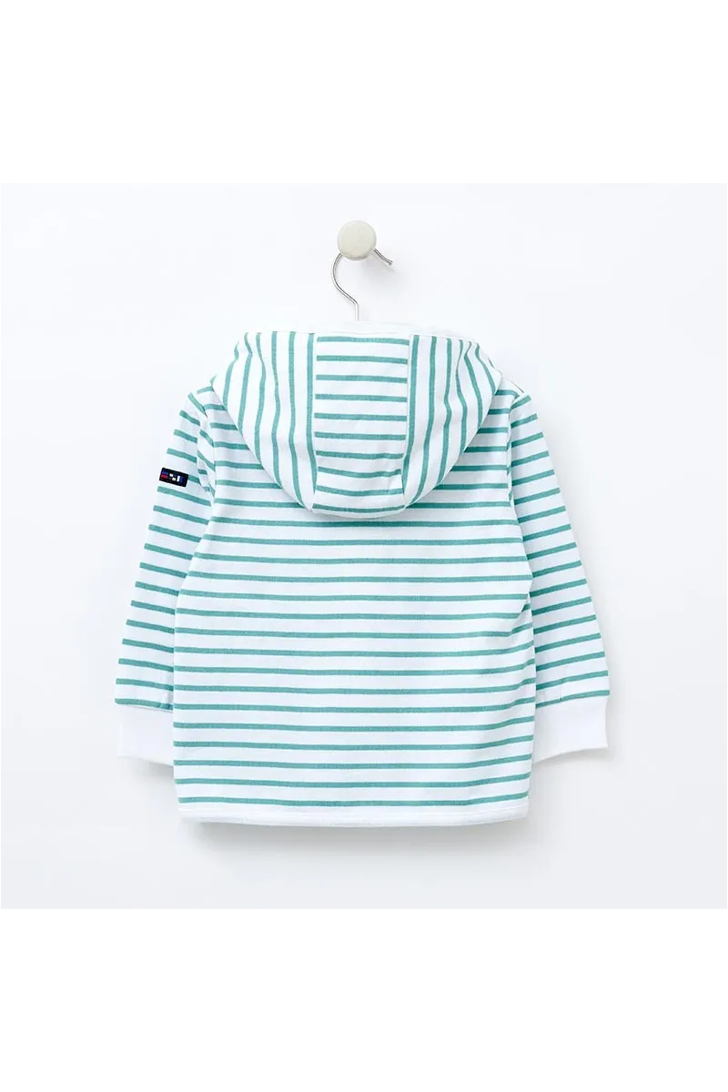 White and canton blue striped baby jacket with red anchor B2421 2