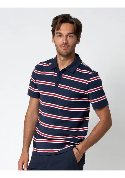 Batela navy polo shirt for men with stripes A2380 muc31