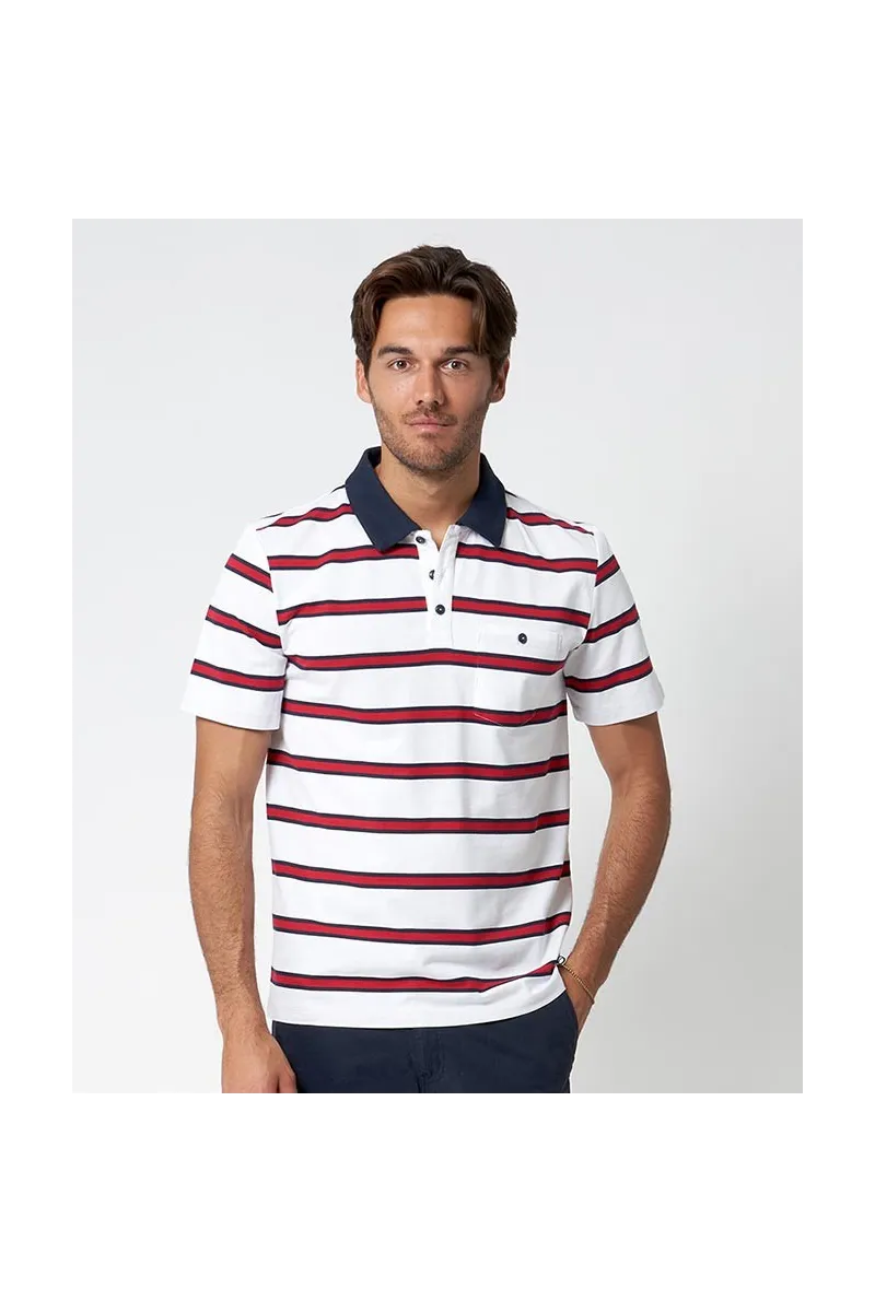 Batela navy polo shirt for men with stripes A2380 muc33
