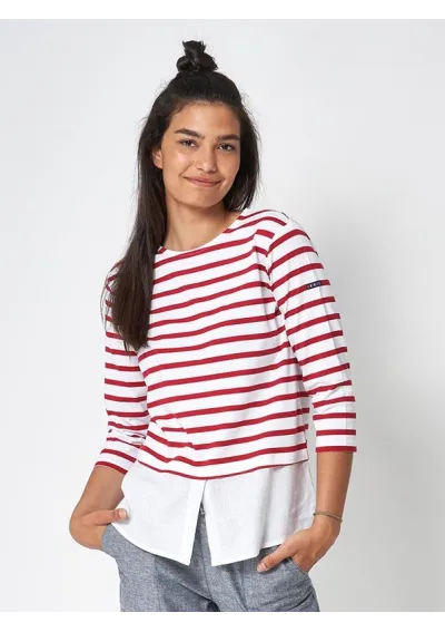 Batela women's striped t-shirt with white stripe A2367 white & red