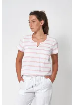 Camiseta Batela lino de mujer A2356 blanco terracota