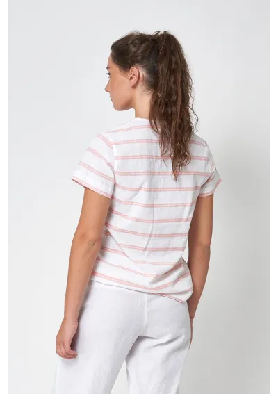 Camiseta Batela lino de mujer A2356 blanco terracota 2