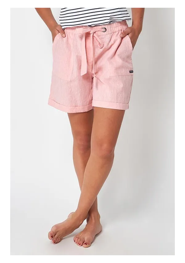 Batela linen shorts for women A2355 terracotta