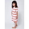 Batela short sleeve striped dress for girl N2918 white & terracotta 4