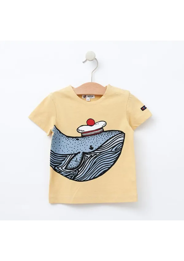 Camiseta Batela de bebe con ballena marinera B2414 amarillo sahara