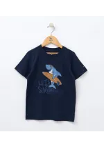 Camiseta niño Let's go surfing tiburon surfista N2008 azul marino 4
